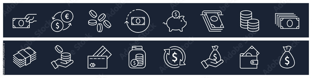 set of Money and Coins symbol template for graphic and web design collection logo vector illustration