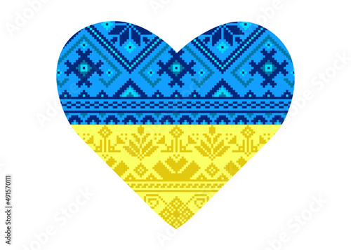 ukraine national symbols yellow-blue colors of the country flag with embroidery ornament