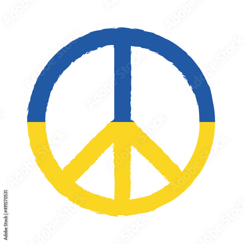 A symbol of peace in the colors of Ukraine. Pacificus is an international symbol of peace, disarmament, anti-war and anti-nuclear movement. Vector illustration isolated on a white background.
