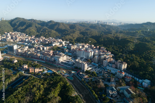 Aerial view of urban village landscape in Shenzhen city China