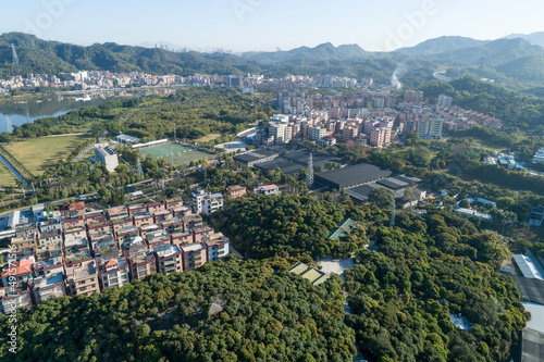 Aerial view of urban village landscape in Shenzhen city China