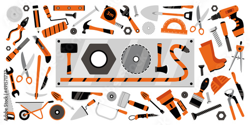 Set Of Various Construction Tools