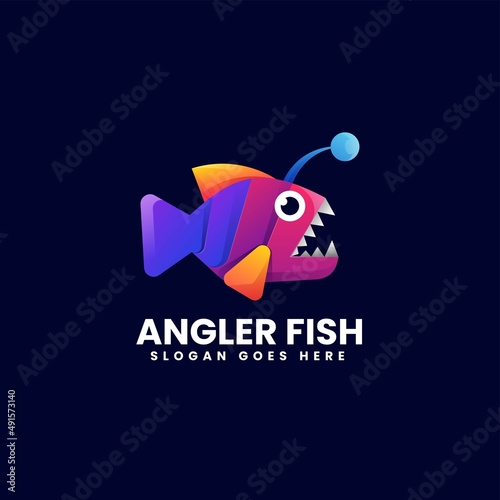 Vector Logo Illustration Anglerfish Gradient Colorful Style.