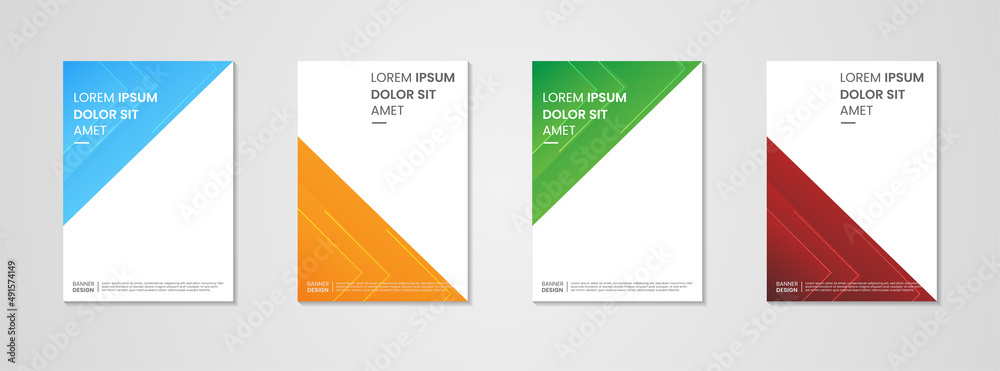 Set of modern abstract design Cover, Brochure, Flyer, Report, Banner template with red, yellow, green, and blue color for business, company, corporate. Vector graphic illustration.