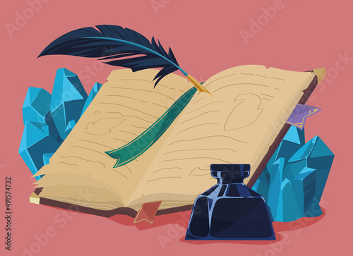 alchemy book and crystals