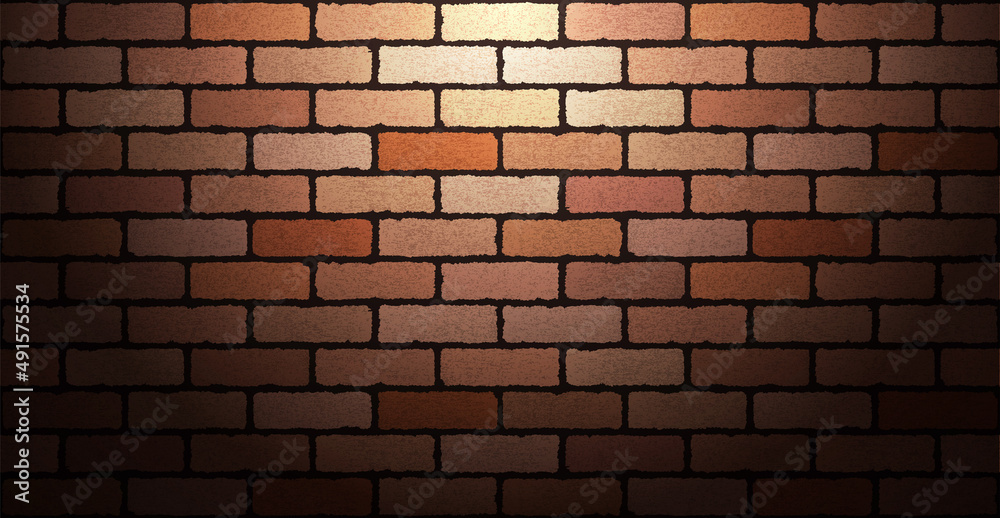 Obraz premium 暗い場所で光が当たったレンガの壁