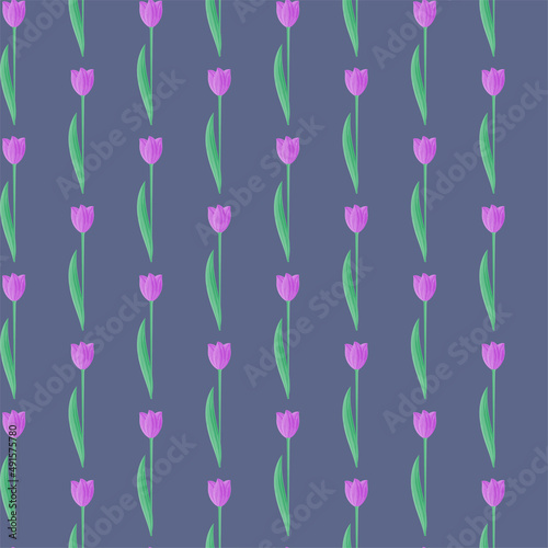 Tulip Watercolor floral seamless pattern Hand drawn flowers Vector illustration Cute background © Nonna