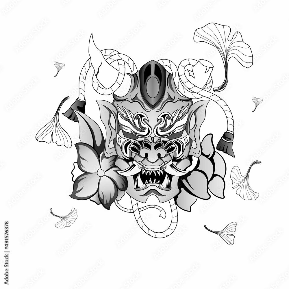 Oni mask japanase style ornament good for design tattoo Stock Vector |  Adobe Stock
