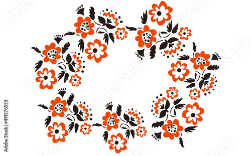 ウクライナの刺繍、花柄
