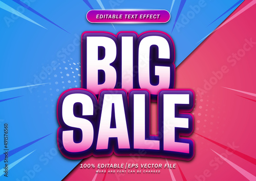 Big sale text style effect editable. promotion text banner template for ads, social media design.