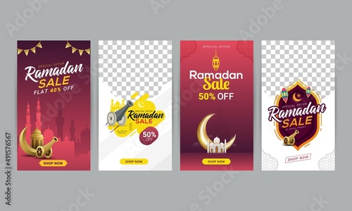 Ramadan sale social media stories banner discount template design for business promotion