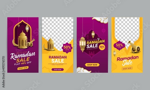 Ramadan sale social media stories banner discount template design for business promotion