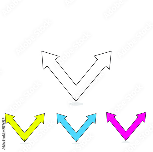 Arrow two side. Set elements in colored icons. Isolated on white background