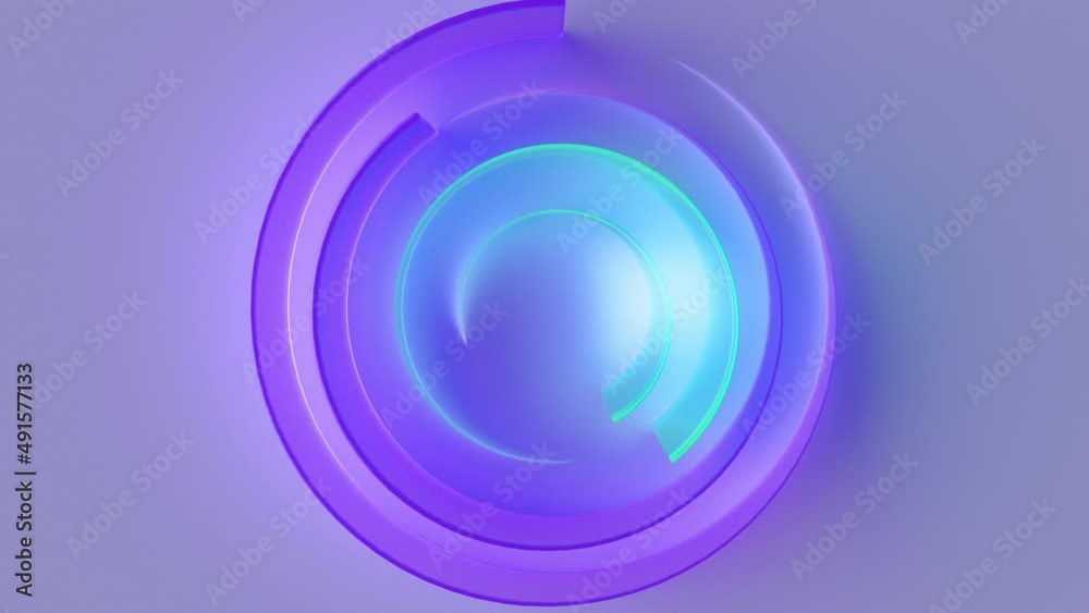 abstract background with spinning violet and green glass shapes. 3d render, seamless loop abstract background with spinning violet and green glass shapes. 3d render, seamless loop