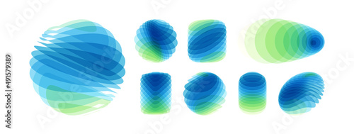 Set of various overlapping elements. Abstract geometric design. Vector illustration for banners, placards, posters or flyers.