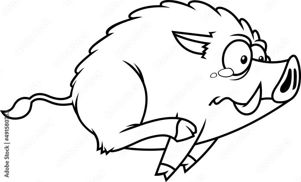 Outlined Scared Little Wild Boar Cartoon Character Running Vector Hand Drawn Illustration Isolated On White Background Outlined Scared Little Wild Boar Cartoon Character Running Vector Hand Drawn Illustration Isolated On White Background