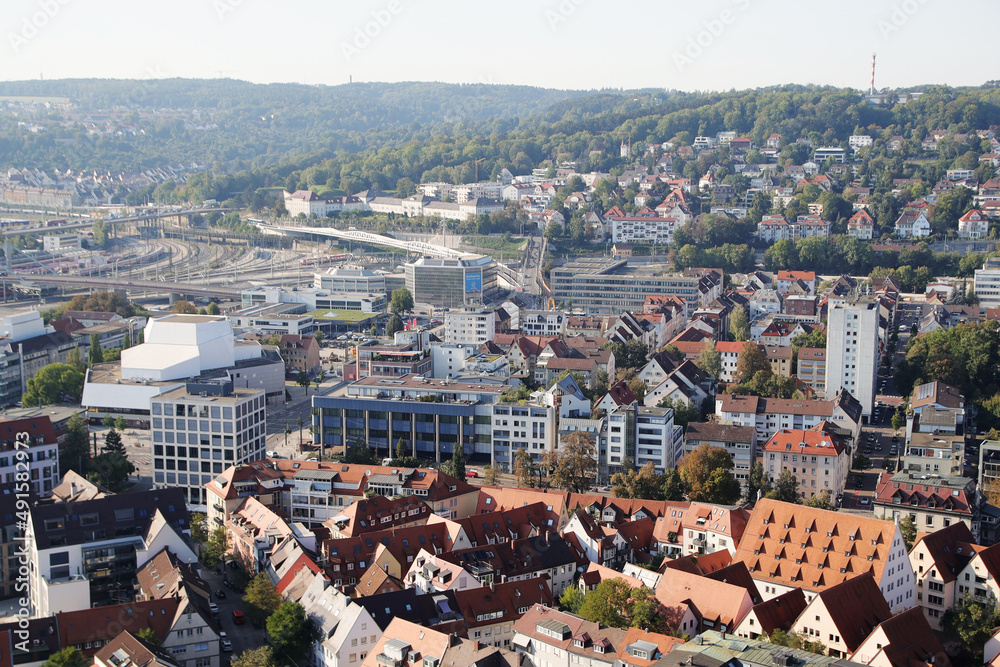 Fototapeta premium The view from the tower of the Cathedral in Ulm, German