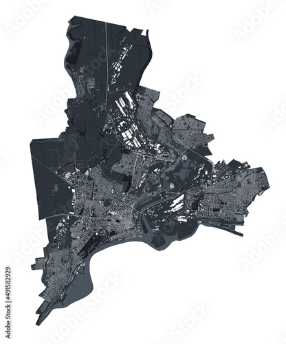 Mariupol map. Detailed black map of Mariupol city poster with roads. Cityscape urban vector. photo