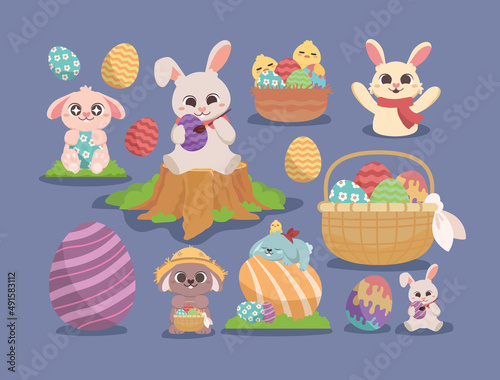 easter bunnies and eggs