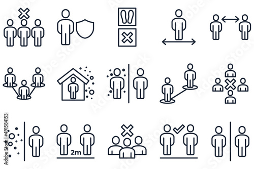 set of Social Distancing elements symbol template for graphic and web design collection logo vector illustration