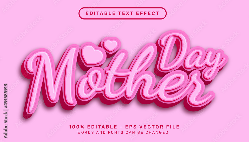 mother day 3d text effect and editable text effect	