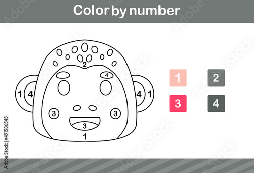 color by number of cute animal.Educational game suitable for kids and preschool