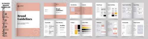 Obraz na plátně Brand Manual Template, Simple style and modern layout Brand Style, Brand Book, B