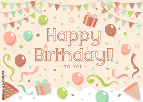 Canvas Print Happy birthday greeting card vector illustration
