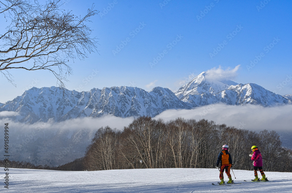 戸隠スキー場から望む冬の戸隠連山