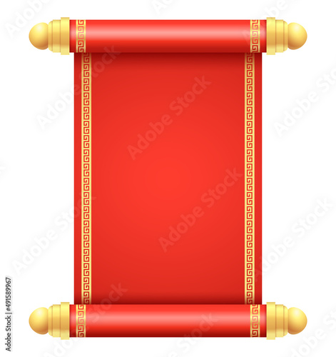 Chinese scroll illustration template on white background.