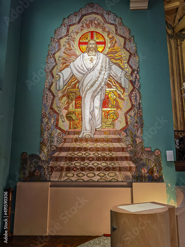 Mosaico no interior da Igreja de Santa Maria em Anglet no País Basco que representa, Coração de Jesus. photo