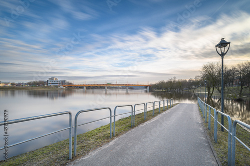 Kaunas city, spring flood. Flooded city infrastructure, parks, footpaths. Long exposure photography nd1000 filter. 10 stop filter, silky water. Views of Kaunas city. © Renatas