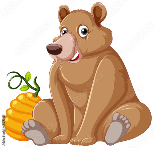 A big brown bear on white background