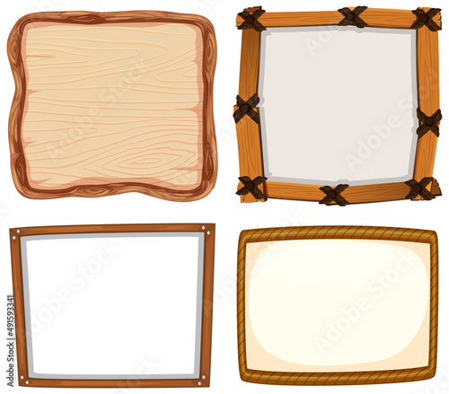 Set of wooden sign banner
