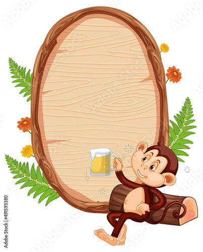 Blank oval wooden signboard with animal