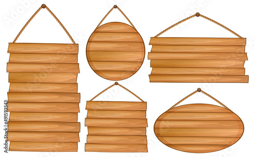 Set of wooden sign banner