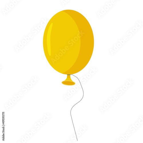 Vector yellow balloon isolated on white.