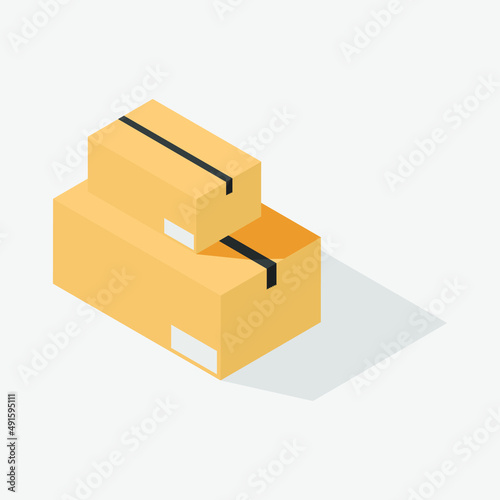Isometric carton packaging box . eps vector .