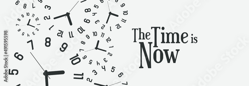 the time is now sign on white background	