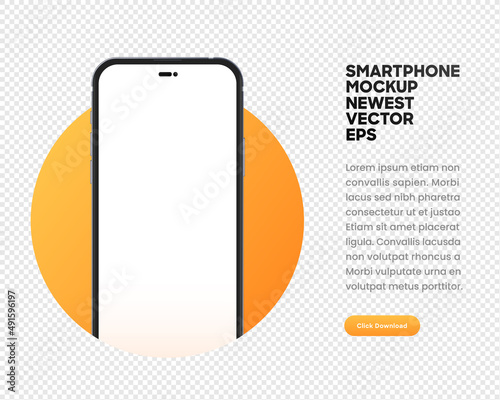 Realistic smart phone mockup mobile isolated vector eps concept with blank touch screens. High detailed 3d vector smartphone in front view ready to show your app design. Template for infographics.