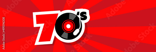 Seventies on radial stripes background	