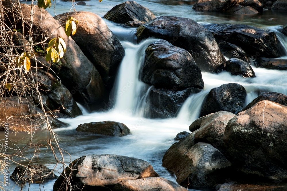 A close up long exposure of a stream of water at Munnar A close up long exposure of a stream of water at Munnar