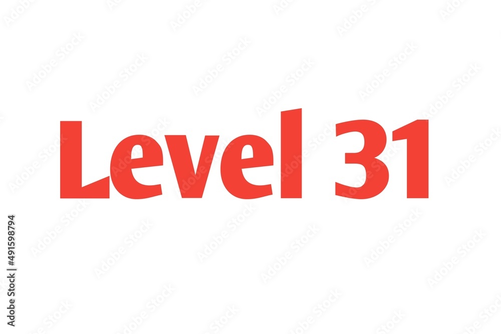 Level 31 sign in Red isolated on white background, 3d illustration