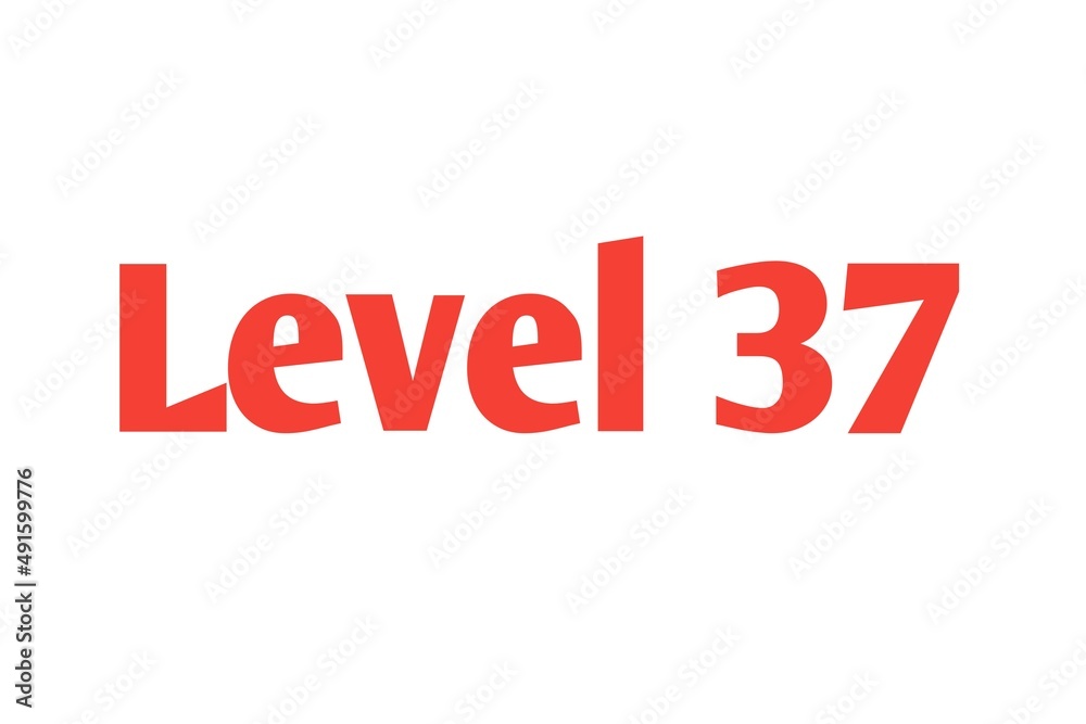 Level 37 sign in Red isolated on white background, 3d illustration Level 37 sign in Red isolated on white background, 3d illustration