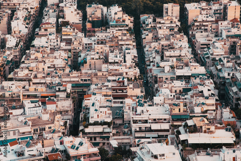 aerial view over Athens from Lycabettus hill