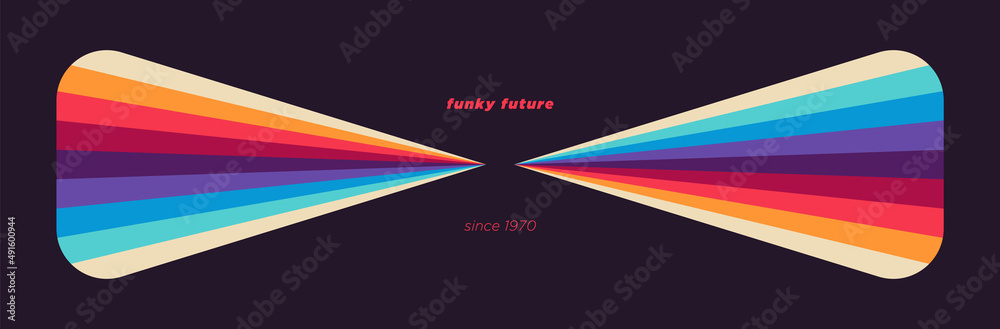 Simple abstract design in retro style with colorful shapes. Vector illustration.