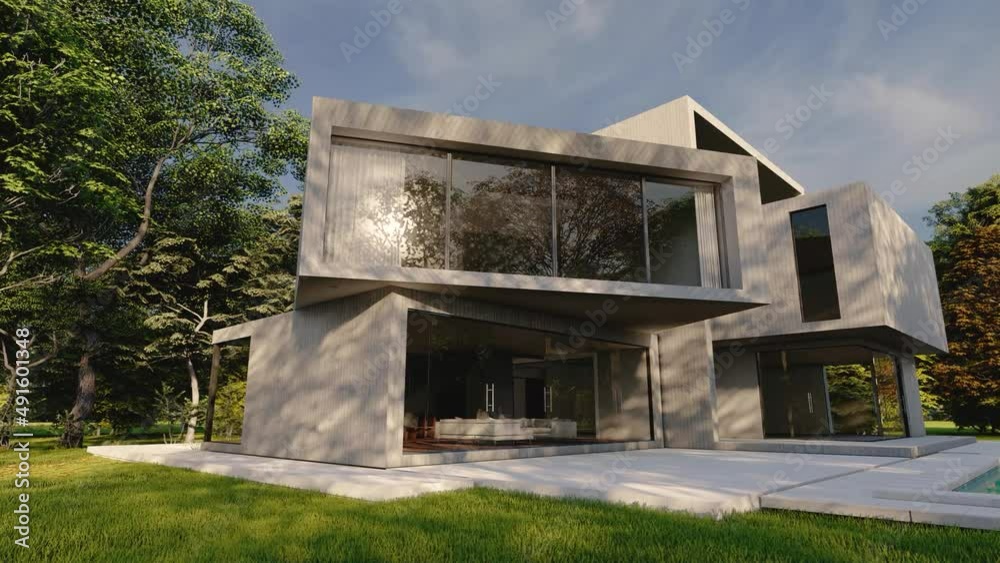 Upscale modern mansion with pool and garden Upscale modern mansion with pool and garden