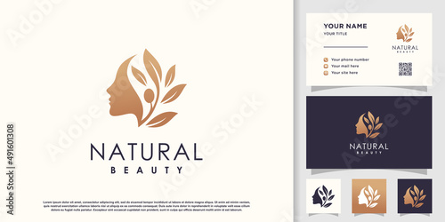 Natural beauty logo design vector for woman Premium Vector