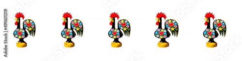 The colorful rooster (Galo de Barcelos) on isolated white background