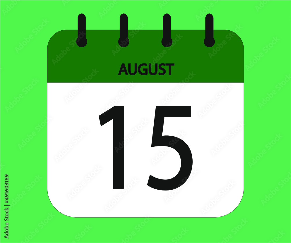 August 15th green calendar icon for days of the month August 15th green calendar icon for days of the month